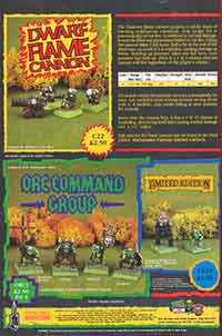 C22 Dwarf Flame Cannon / Orc1 Orc Command / LE25 Dwarf with Inferiority Complex & Snotling Sawmaster - White Dwarf 95
